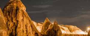 Preview wallpaper rocks, night, backlight, dark, nature