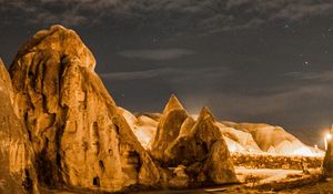 Preview wallpaper rocks, night, backlight, dark, nature
