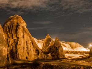 Preview wallpaper rocks, night, backlight, dark, nature