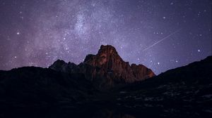 Preview wallpaper rocks, night, lake, stars