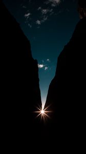 Preview wallpaper rocks, night, rays, light