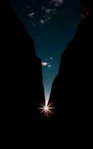 Preview wallpaper rocks, night, rays, light