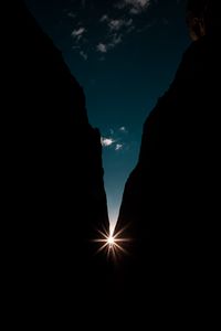 Preview wallpaper rocks, night, rays, light
