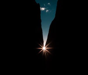Preview wallpaper rocks, night, rays, light