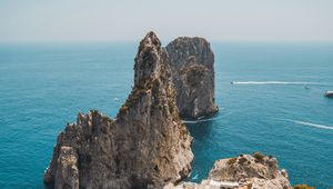 Preview wallpaper rocks, ocean, sea, aerial view, landscaping