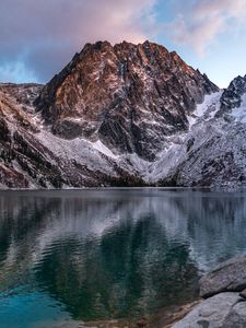 Preview wallpaper rocks, peak, lake, stones, reflection