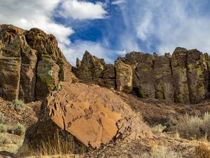 Preview wallpaper rocks, peaks, stones, relief, sky