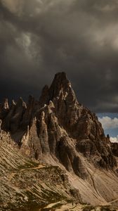 Preview wallpaper rocks, peaks, stones, slope, clouds