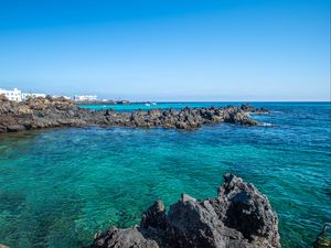 Preview wallpaper rocks, reefs, sea, horizon