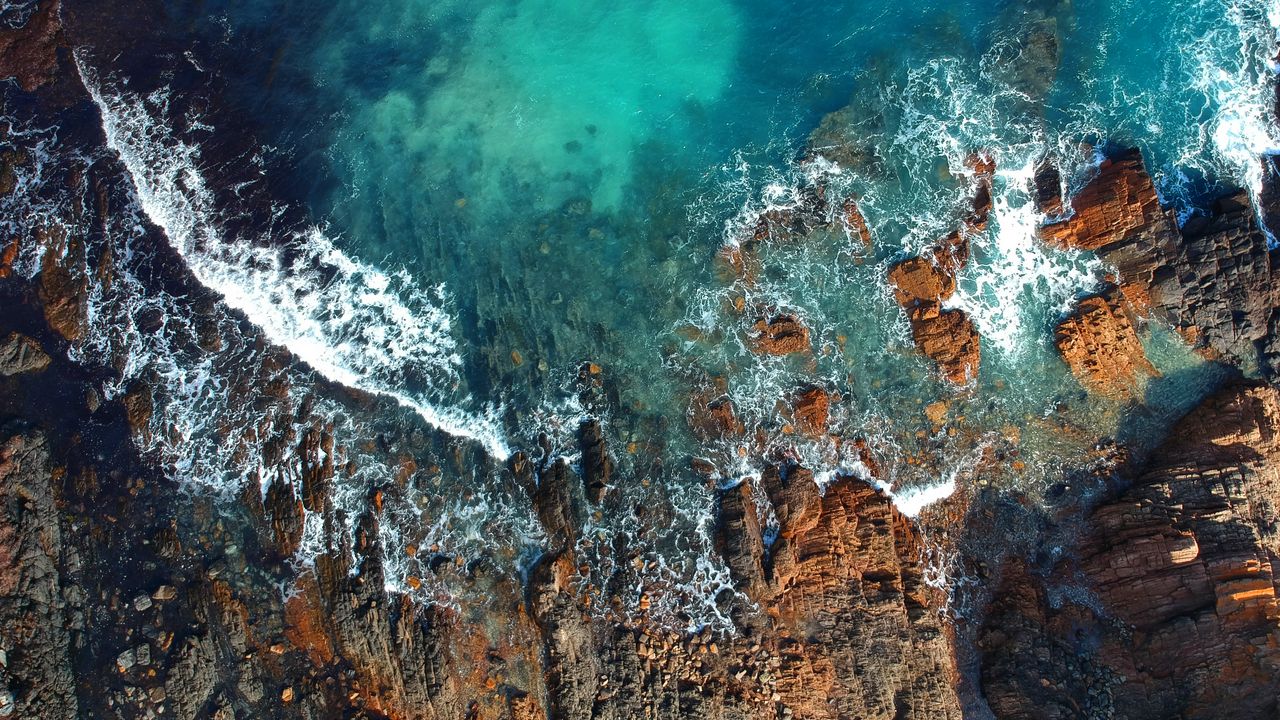 Wallpaper rocks, reefs, sea, waves, foam