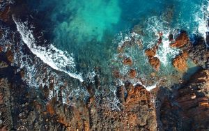 Preview wallpaper rocks, reefs, sea, waves, foam