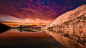 Preview wallpaper rocks, reflection, lake, landscape, sky