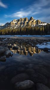 Preview wallpaper rocks, reflection, snowy