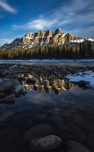 Preview wallpaper rocks, reflection, snowy