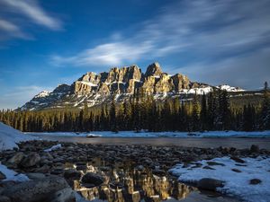 Preview wallpaper rocks, reflection, snowy