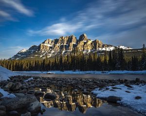 Preview wallpaper rocks, reflection, snowy