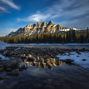 Preview wallpaper rocks, reflection, snowy
