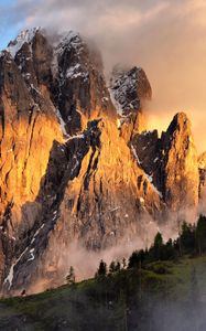 Preview wallpaper rocks, relief, fog, clouds, landscape