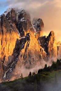 Preview wallpaper rocks, relief, fog, clouds, landscape