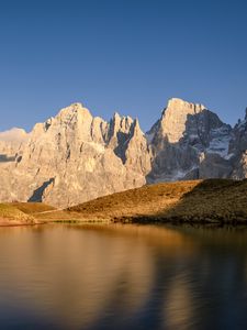 Preview wallpaper rocks, relief, lake, hill