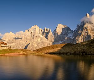 Preview wallpaper rocks, relief, lake, hill