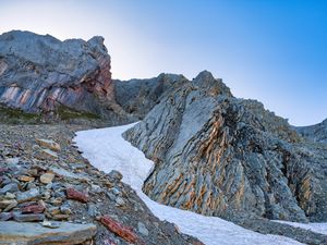 Preview wallpaper rocks, relief, layers, snow