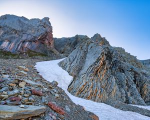 Preview wallpaper rocks, relief, layers, snow