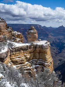 Preview wallpaper rocks, relief, snow, cloud, landscape