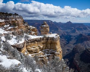 Preview wallpaper rocks, relief, snow, cloud, landscape