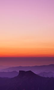 Preview wallpaper rocks, relief, sunset, gradient, distance