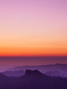 Preview wallpaper rocks, relief, sunset, gradient, distance
