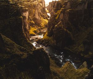 Preview wallpaper rocks, river, gorge, relief