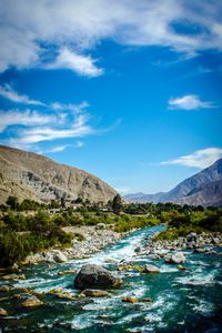 Preview wallpaper rocks, river, mountains, stones, stream, landscape