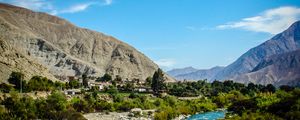 Preview wallpaper rocks, river, mountains, stones, stream, landscape