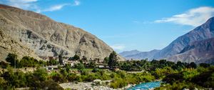 Preview wallpaper rocks, river, mountains, stones, stream, landscape