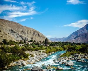 Preview wallpaper rocks, river, mountains, stones, stream, landscape