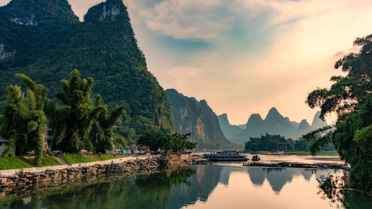 Wallpaper rocks, river, trees, reflection hd, picture, image