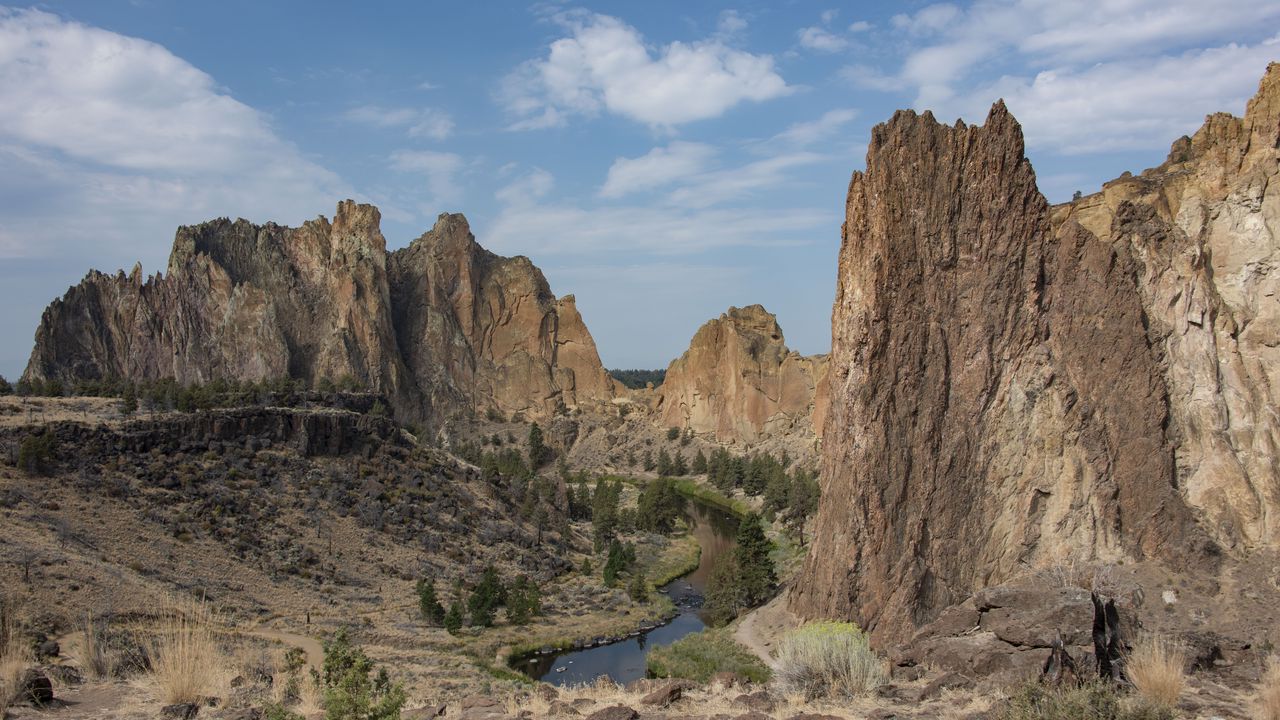 Wallpaper rocks, river, trees, landscape