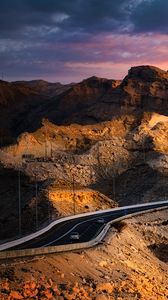 Preview wallpaper rocks, road, cars, mountains