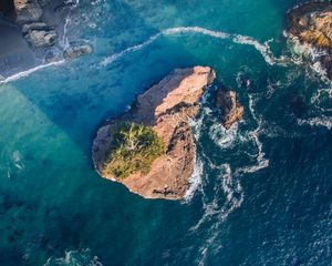 Preview wallpaper rocks, sea, aerial view, water, waves