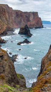 Preview wallpaper rocks, sea, cliff, landscape, nature