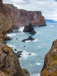 Preview wallpaper rocks, sea, cliff, landscape, nature