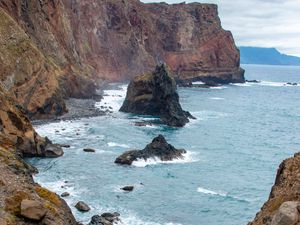 Preview wallpaper rocks, sea, cliff, landscape, nature