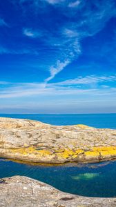 Preview wallpaper rocks, sea, clouds, sky, sweden