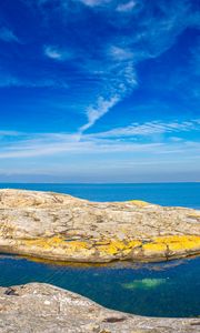 Preview wallpaper rocks, sea, clouds, sky, sweden
