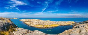 Preview wallpaper rocks, sea, clouds, sky, sweden