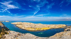 Preview wallpaper rocks, sea, clouds, sky, sweden