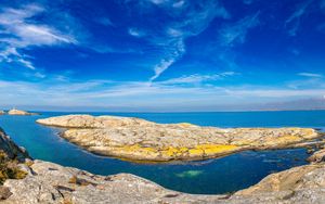Preview wallpaper rocks, sea, clouds, sky, sweden