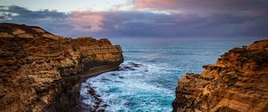 Preview wallpaper rocks, sea, coast, cliff, stone, waves