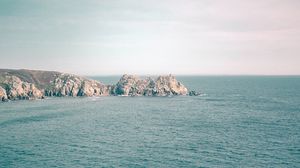 Preview wallpaper rocks, sea, coast, horizon, sky